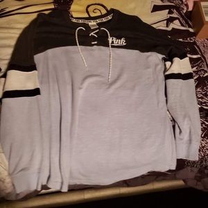 PINK Crosstie blue sweater